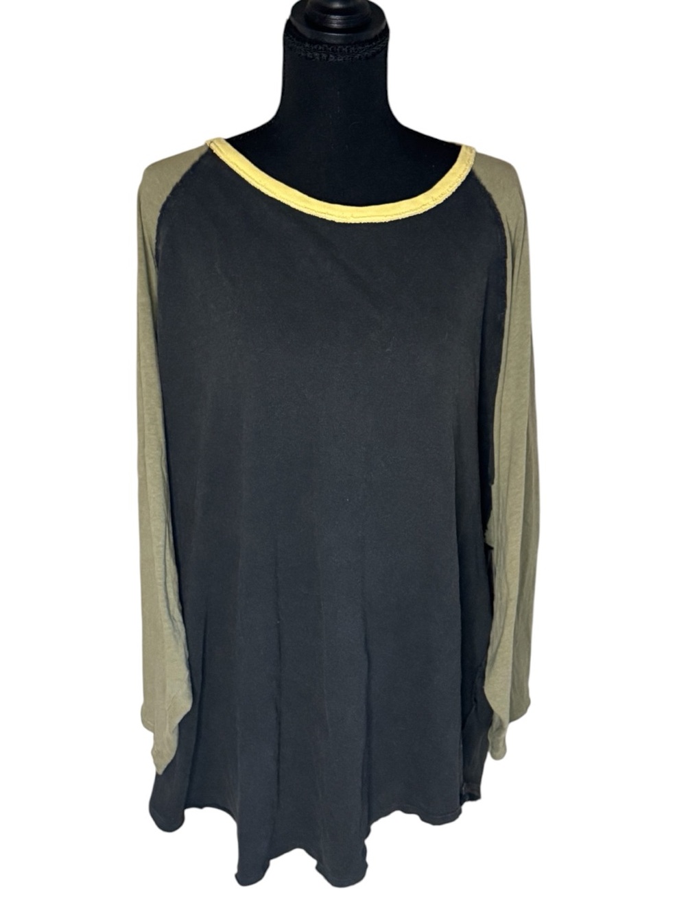 We The Free Black Oversized Raglan Long-Sleeve Top